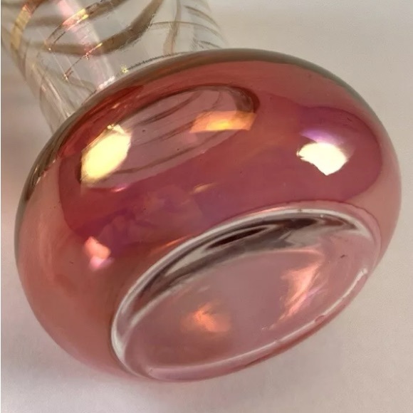 Vintage Vase Atomic Glass MCM 50s 60s 70s Petite Floral Bud Vase Rose Pink Gold - Picture 5 of 8